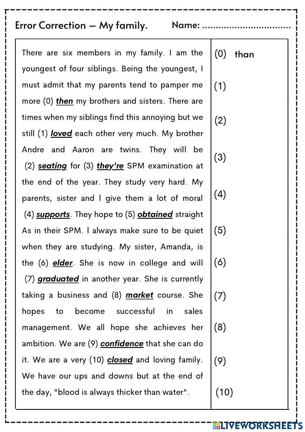 Error Correctio Free Interactive Worksheets 1269965 Error Correctio Free Interactive Worksheets 1269965