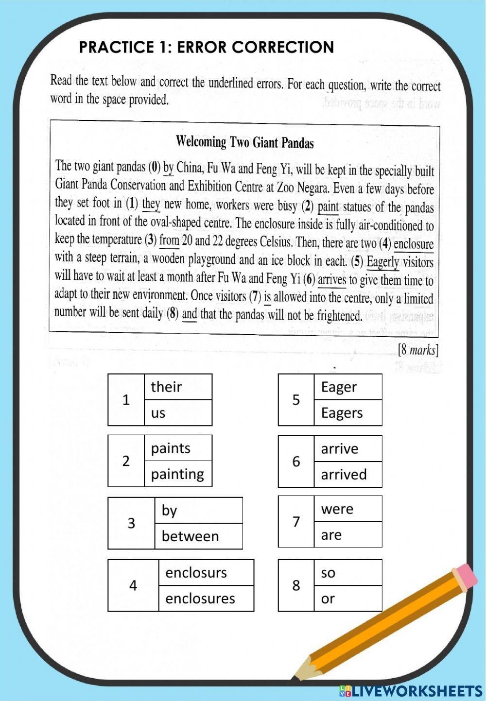 Error Correctio Free Interactive Worksheets 1319415