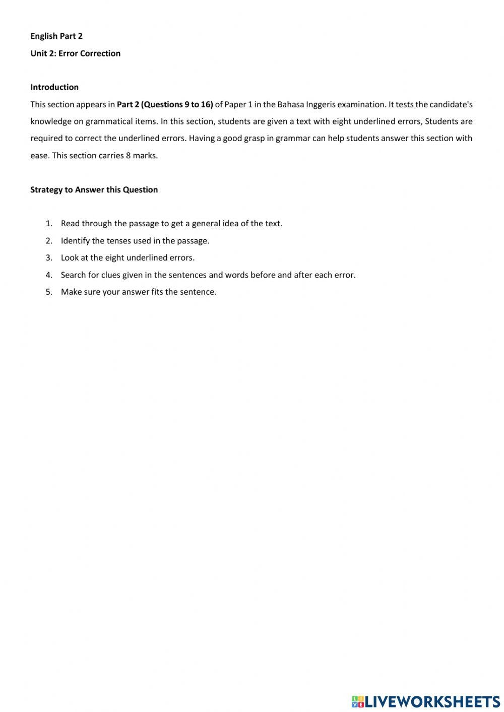 Error Correction Free Interactive Worksheets 2252810 Error Correction Free Interactive Worksheets 2252810