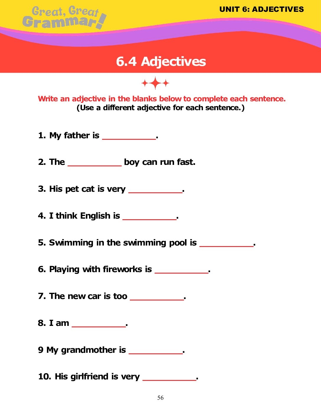 ESL Grammar ADJECTIVES 4 Practice 2 Stickyball ESL Lessons