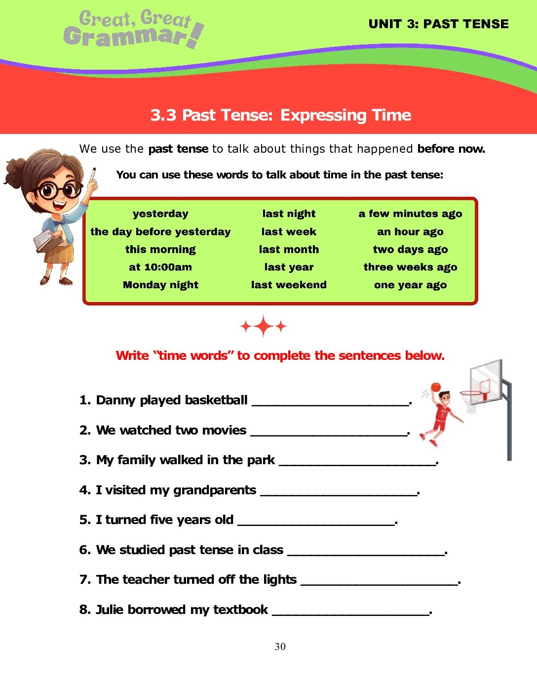 Grammar Worksheet Past Time Words