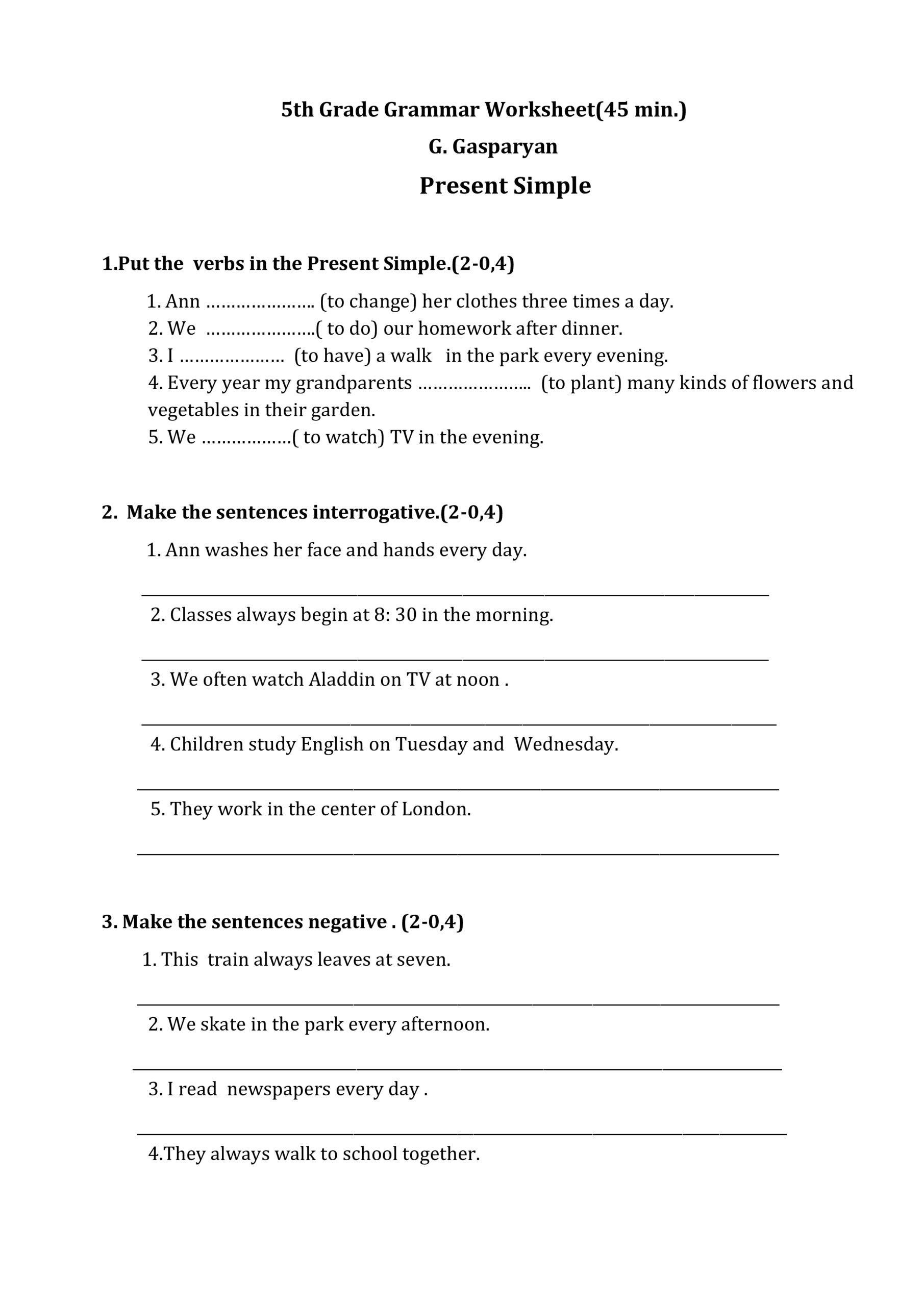 Esl Grammar Worksheets For Elementary Students Esl Grammar Worksheets For Elementary Students