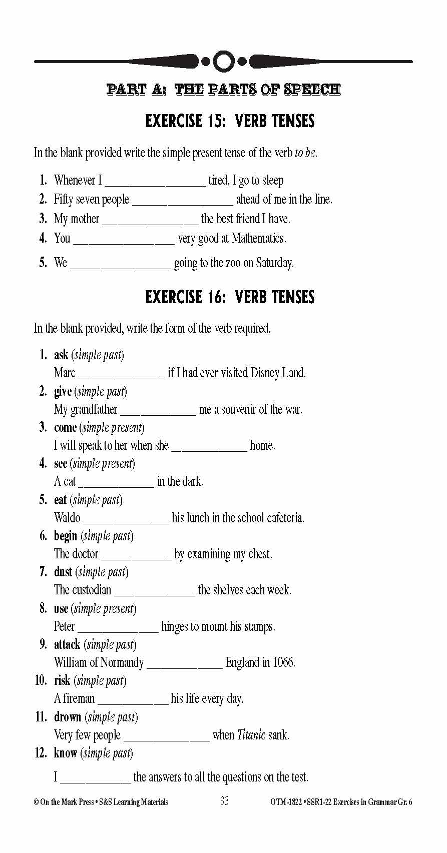 Exercises In Grammar Grade 6 Exercises In Grammar Grade 6
