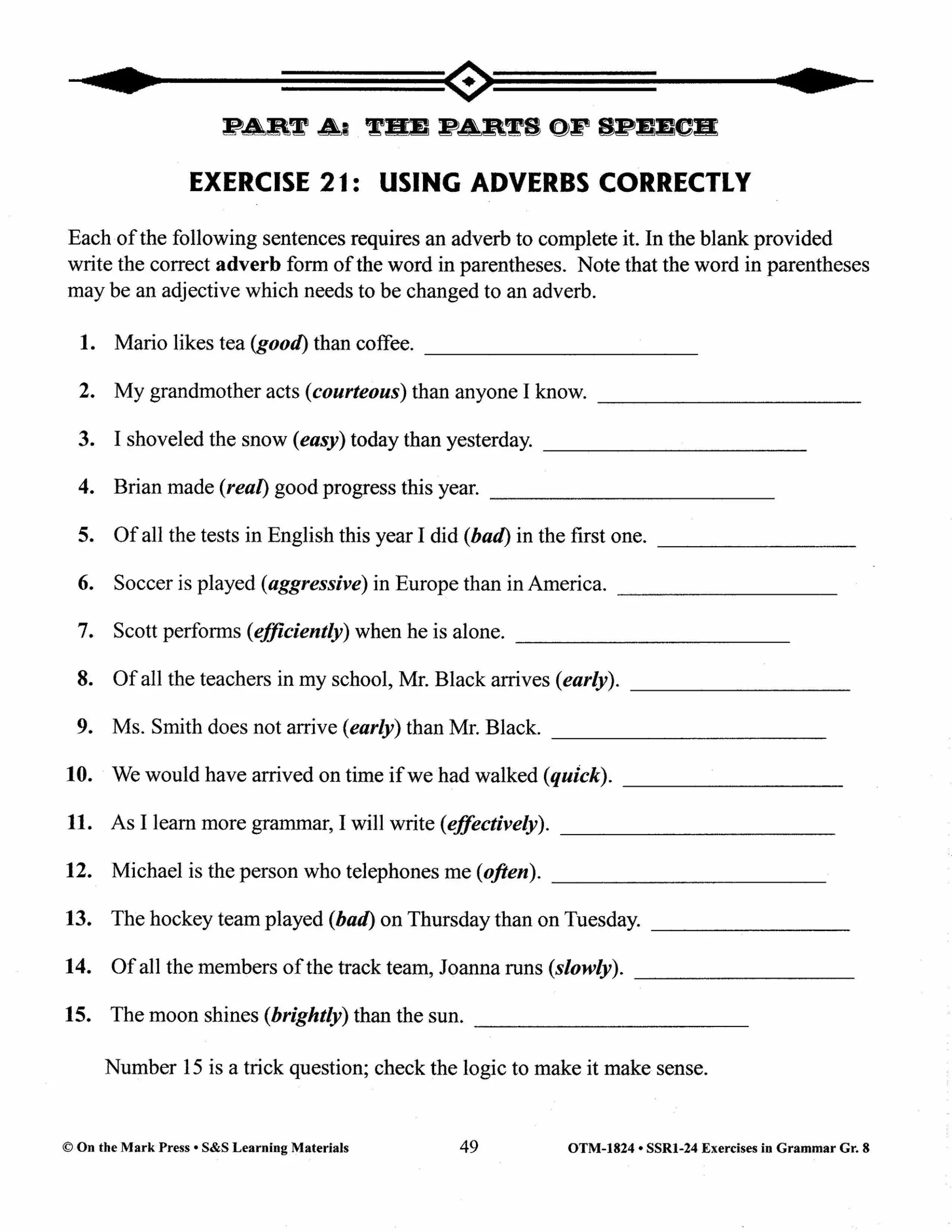Exercises In Grammar Grade 8 Exercises In Grammar Grade 8