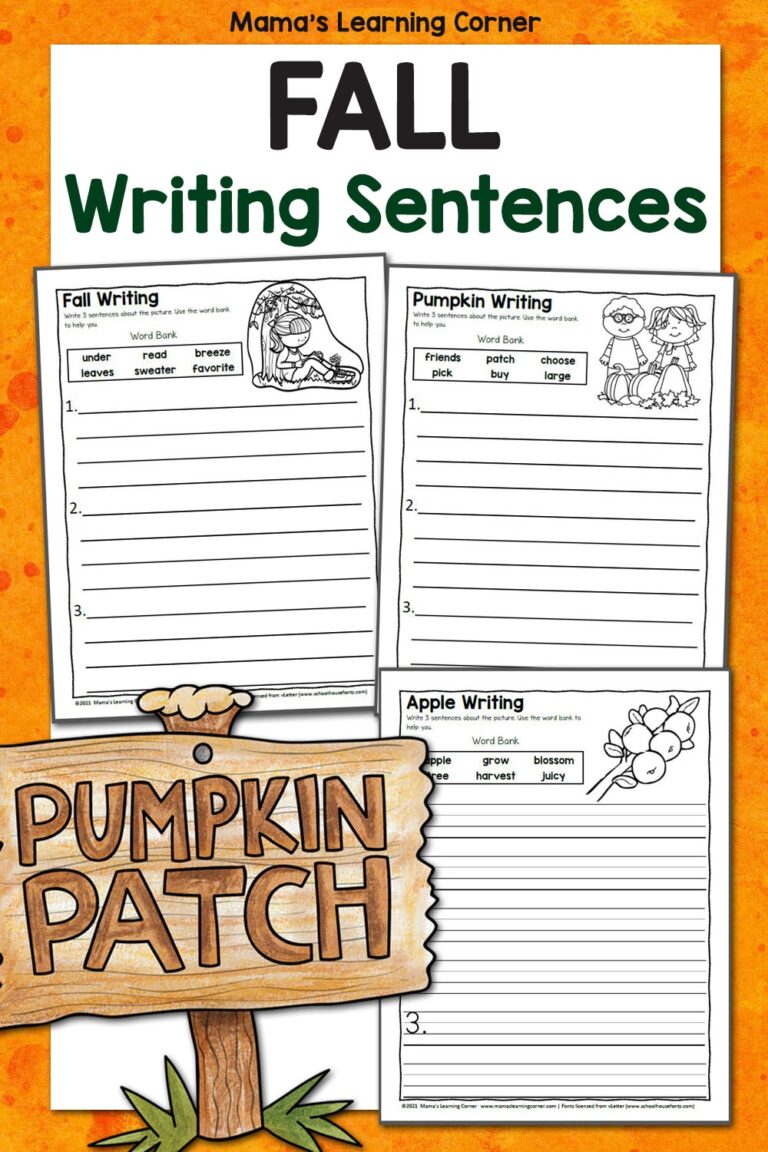 Fall Writing Sentences Worksheets Mamas Learning Corner