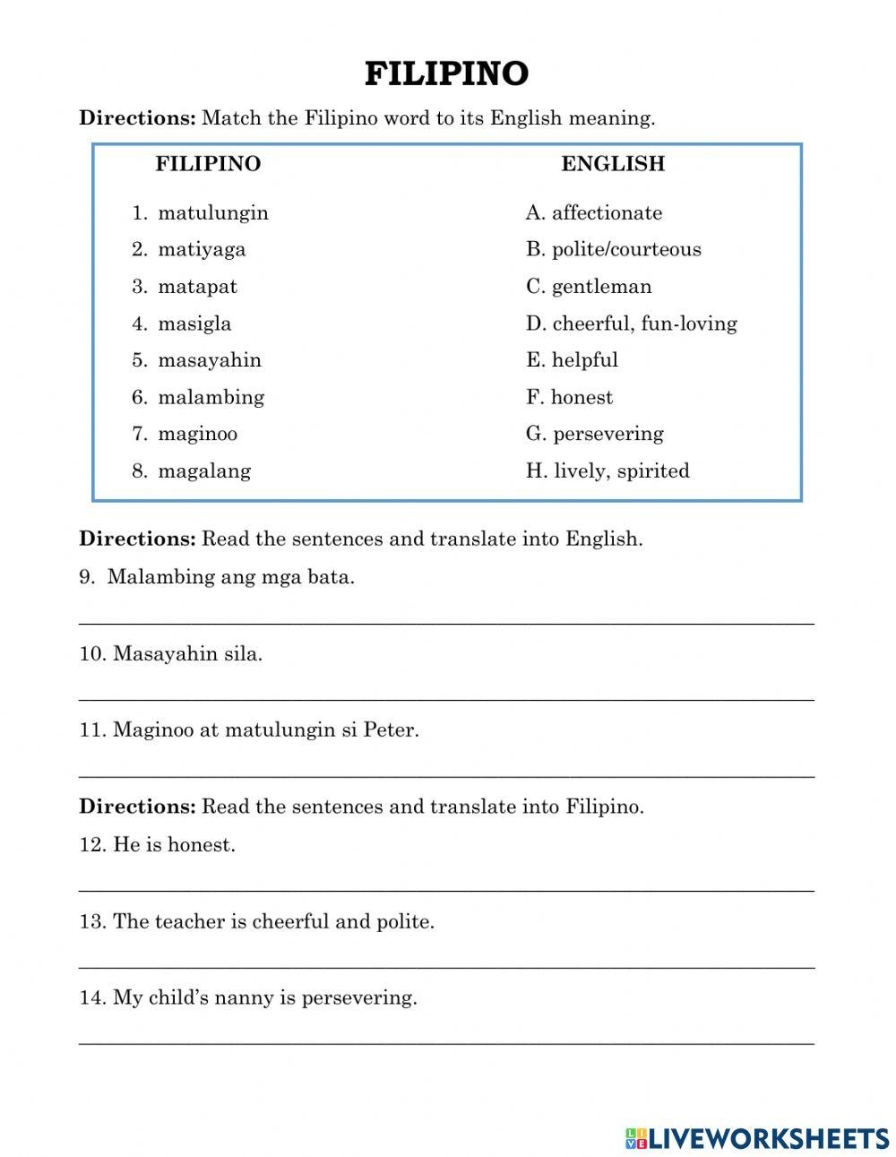 Filipino Free Interactive Worksheets 1923032 Filipino Free Interactive Worksheets 1923032