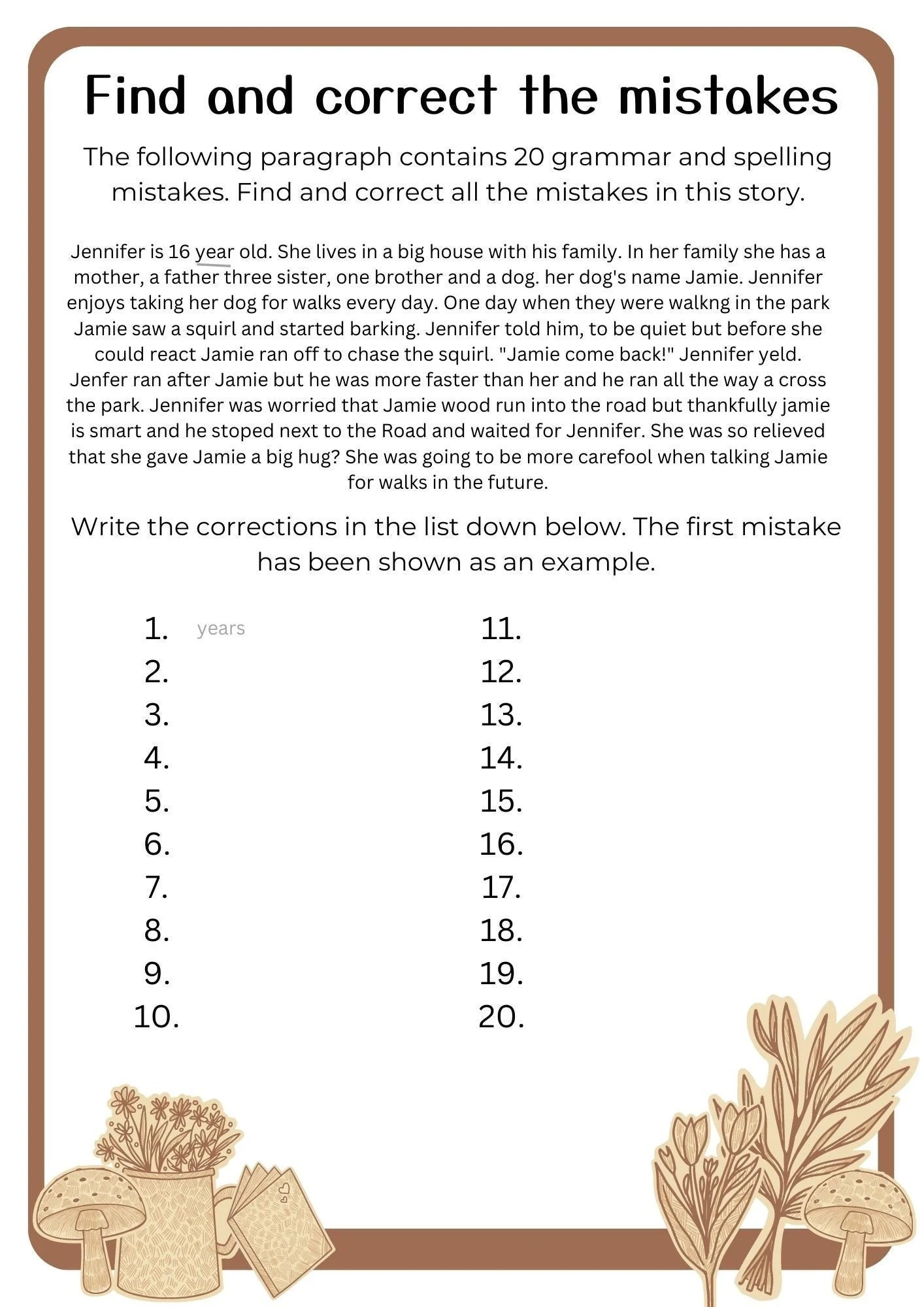 Find And Correct Mistakes ESL Worksheet Intermediate And Beginner Etsy Find And Correct Mistakes ESL Worksheet Intermediate And Beginner Etsy