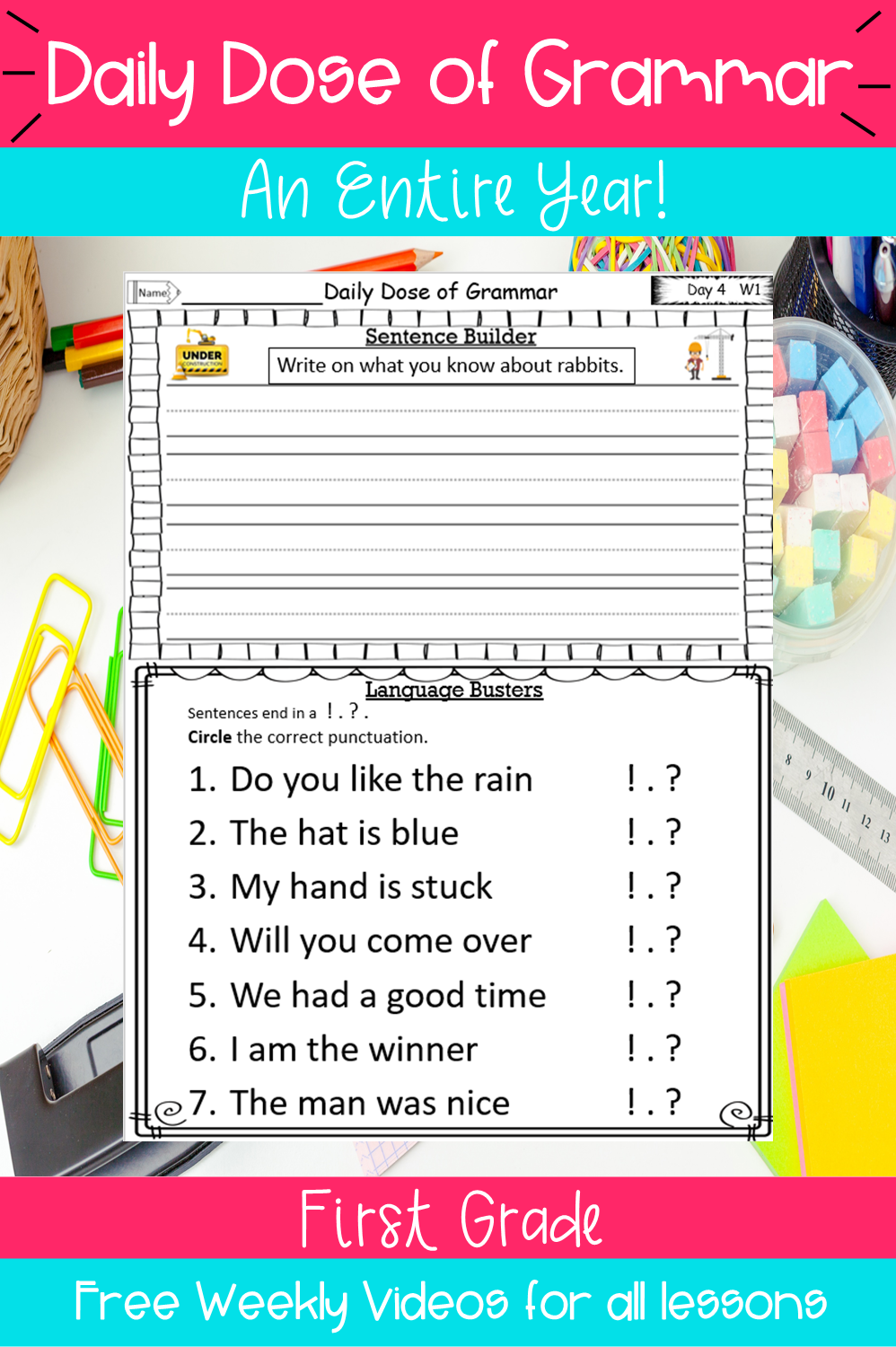 First Grade Grammar Skills Daily Dose Bundle Standards Assessments First Grade Grammar Skills Daily Dose Bundle Standards Assessments