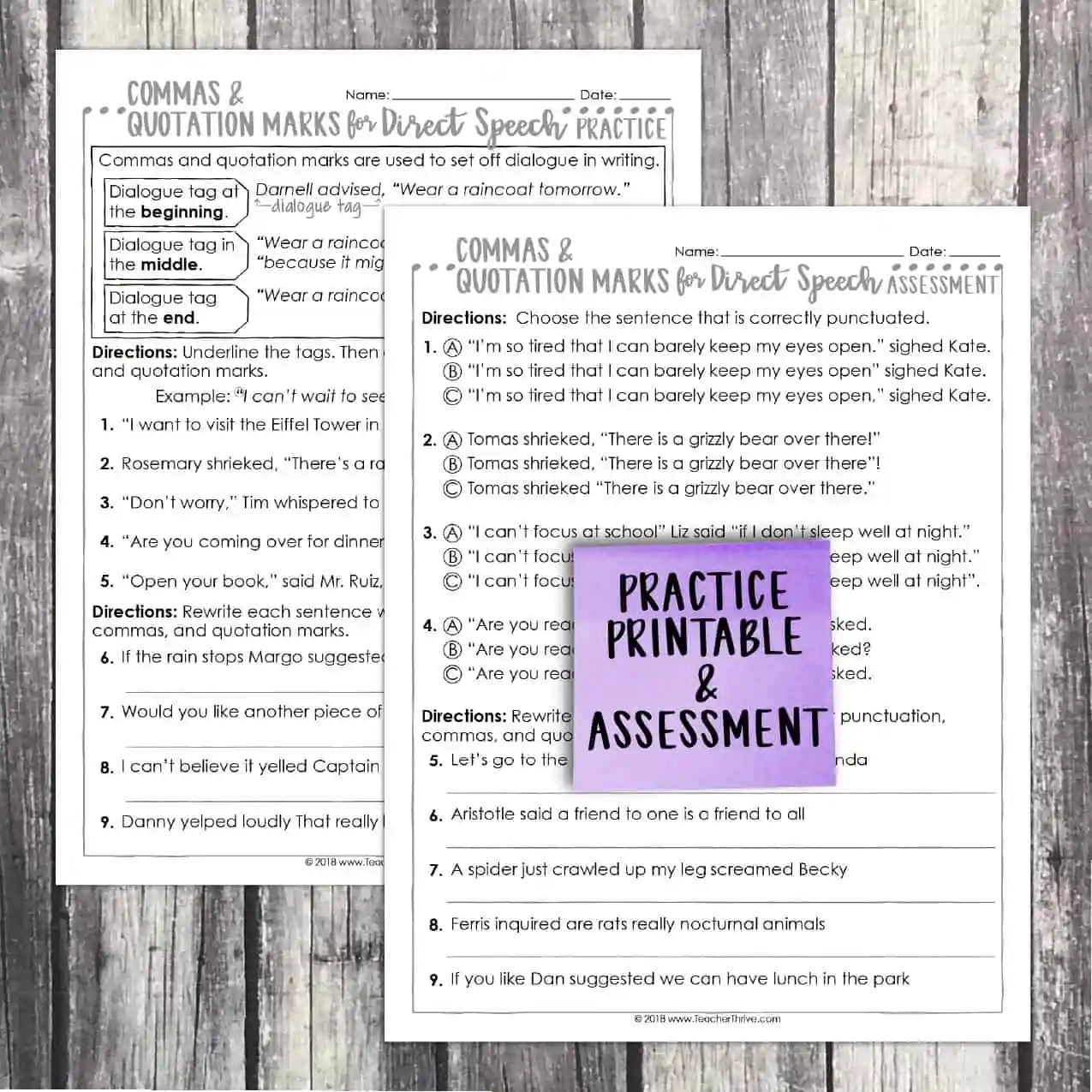 Fourth Grade Grammar Commas Quotations For Direct Speech Teacher Thrive