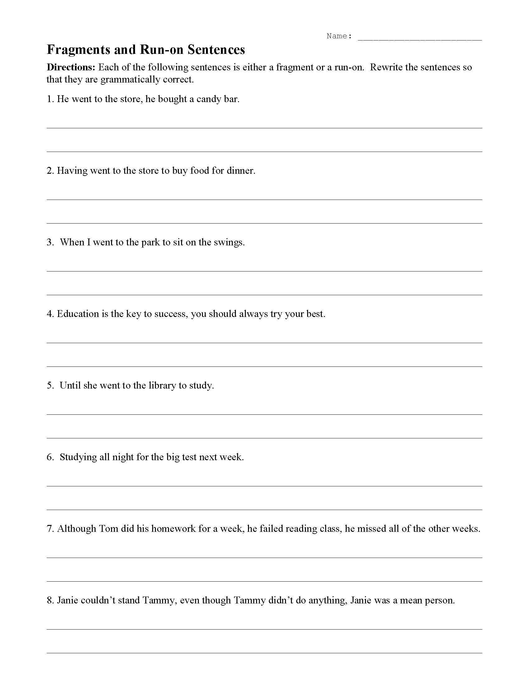 Fragments And Run On Sentences Worksheet Sentence Structure Activity Fragments And Run On Sentences Worksheet Sentence Structure Activity