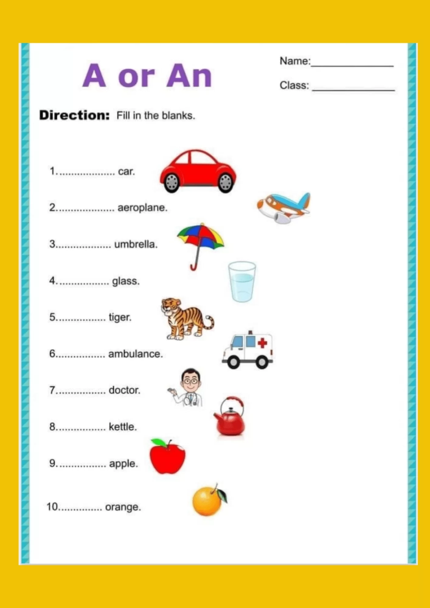 Kindergarten Grammar Worksheets Pdf