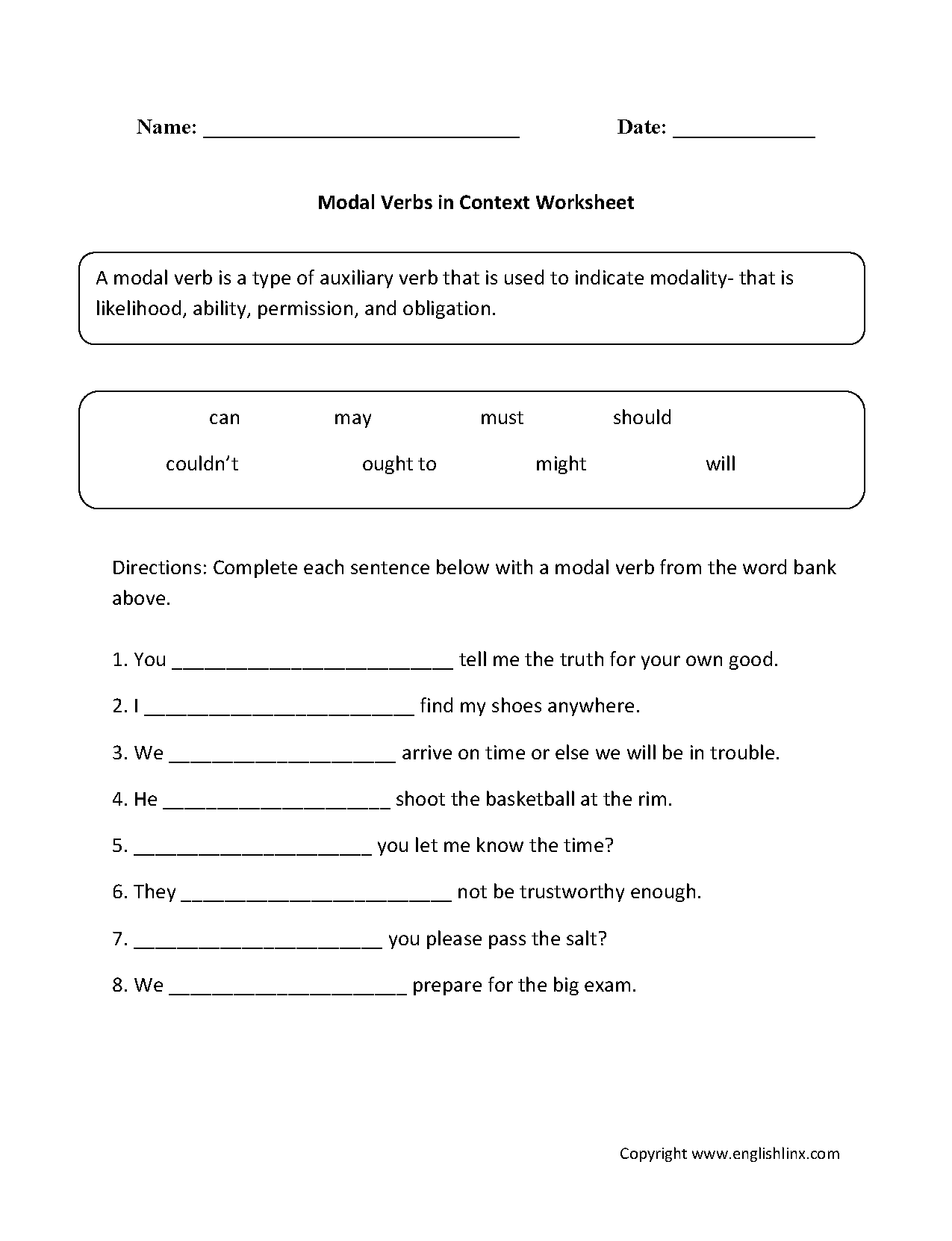 Free Verbs Worksheets Printable Action Linking Irregular Verb Practice