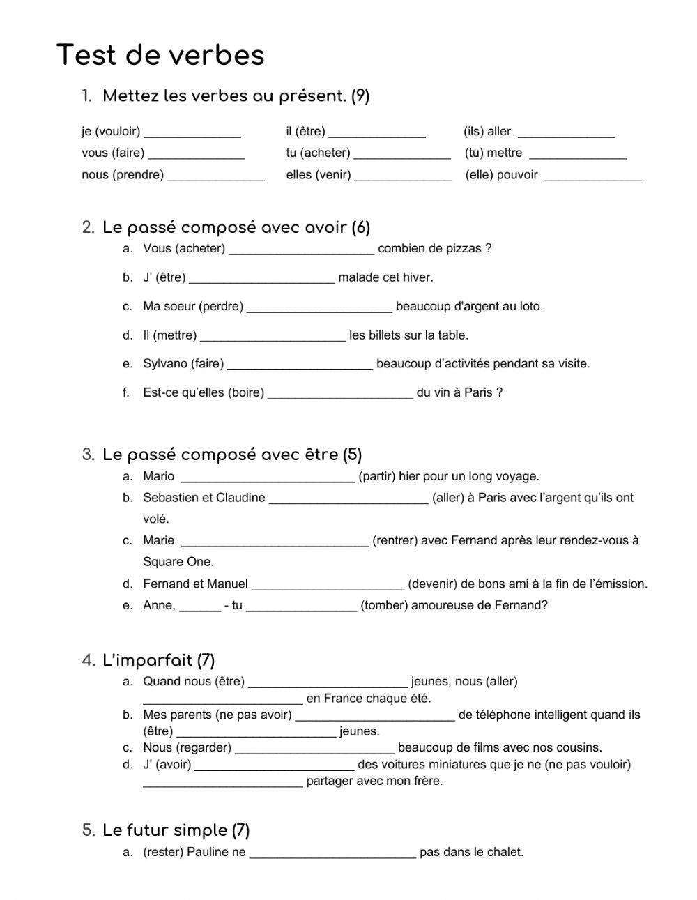 French Verb Tes Free Interactive Worksheets 330020 French Verb Tes Free Interactive Worksheets 330020