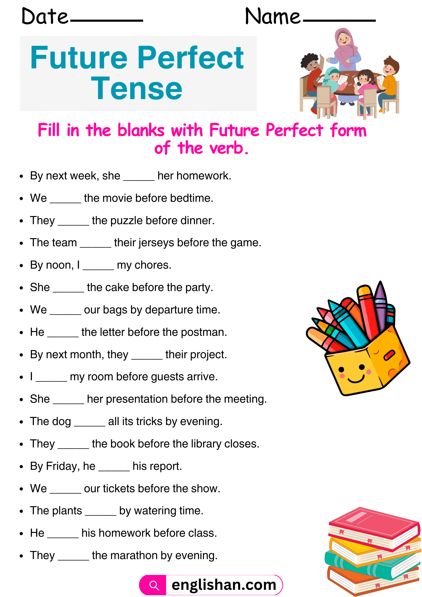 Future Perfect Tense Worksheets And Exercises With Answers Future Perfect Tense Worksheets And Exercises With Answers