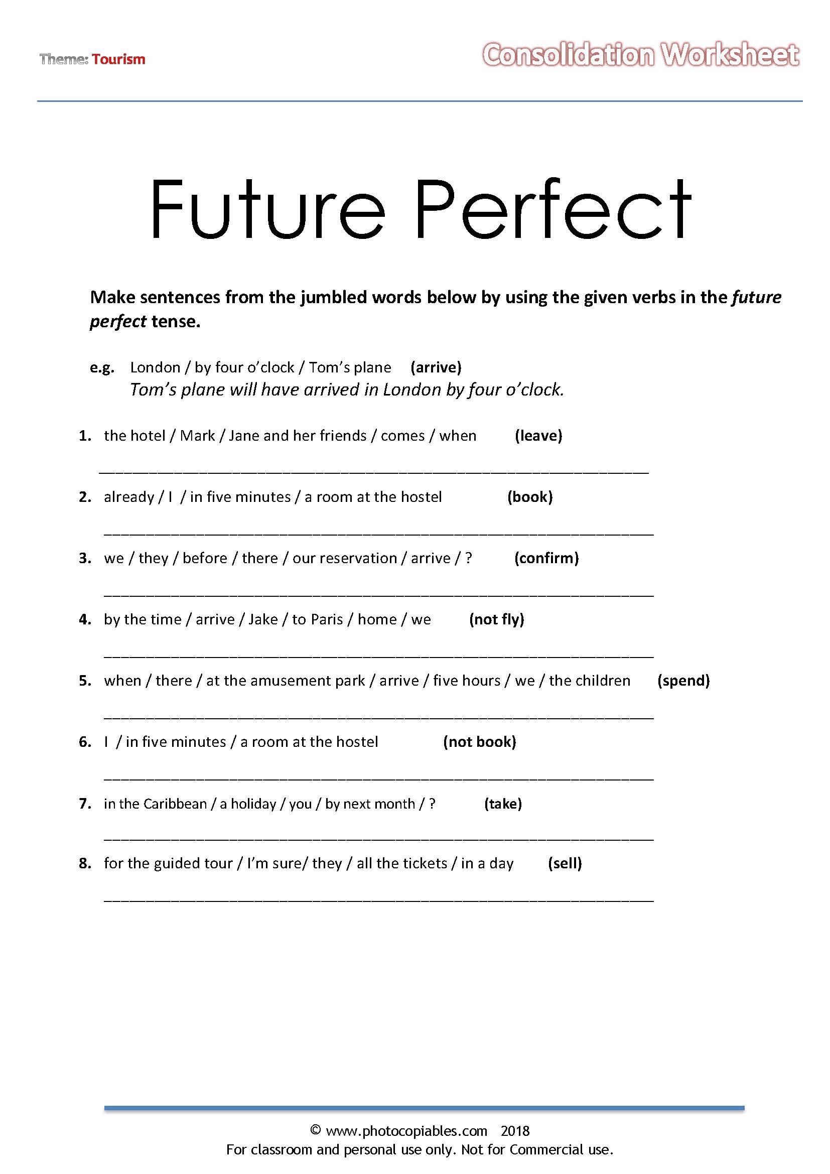 Future Perfect Worksheet Photocopiables Future Perfect Worksheet Photocopiables