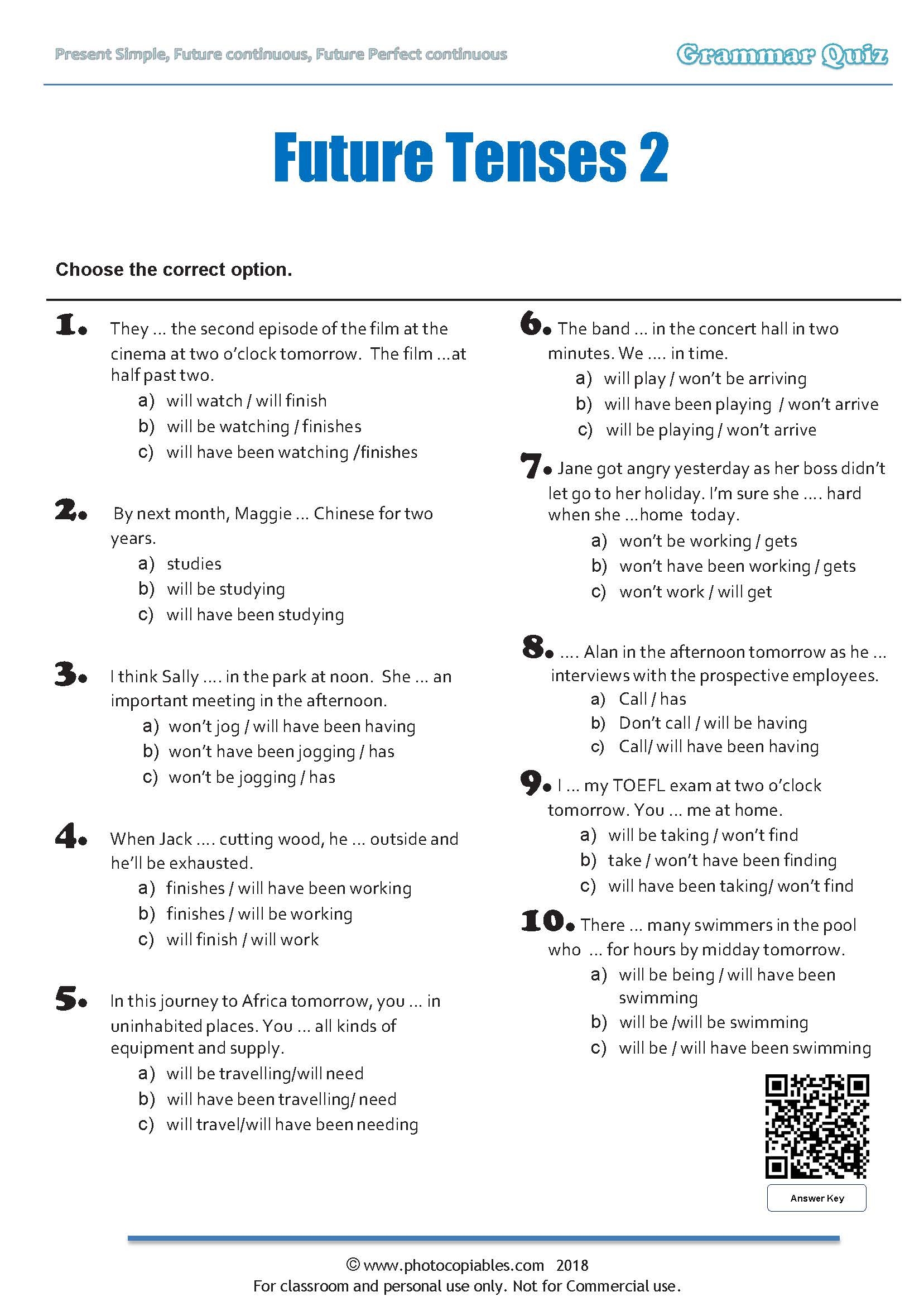 Future Tenses Quiz 2 Photocopiables Future Tenses Quiz 2 Photocopiables