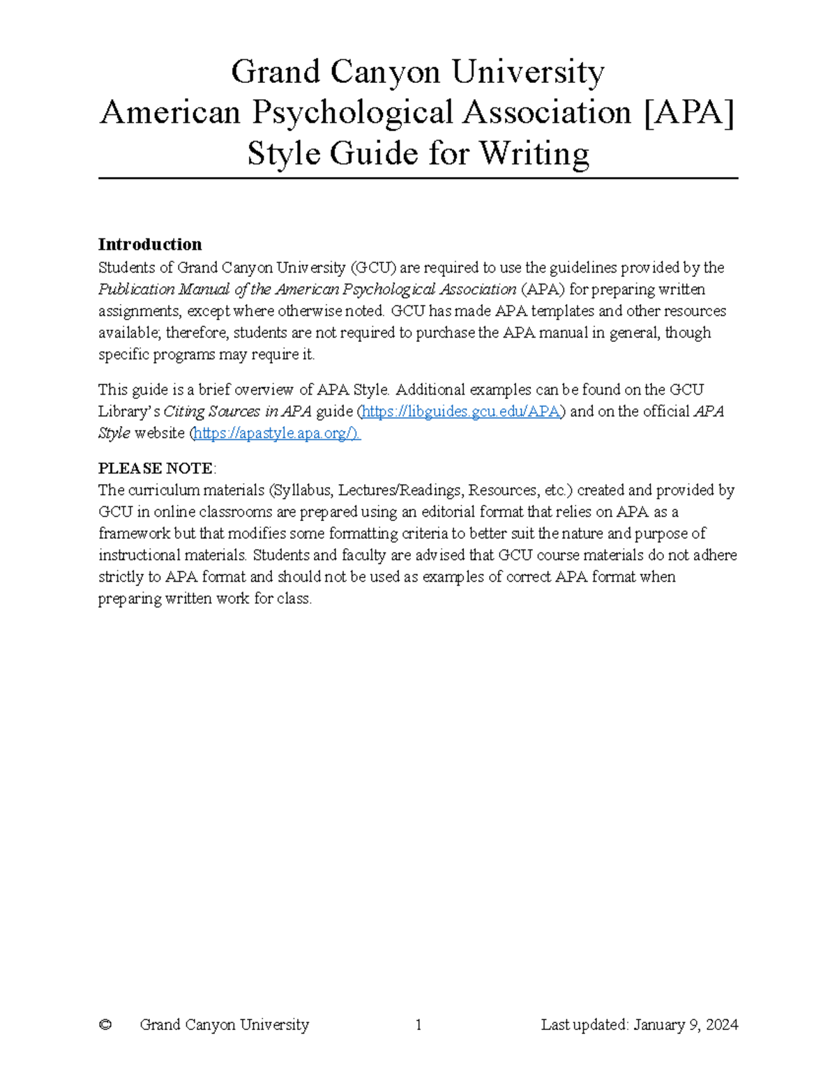 GCU APA 7th Edition Style Guide For Students Writing Center Resources Studocu GCU APA 7th Edition Style Guide For Students Writing Center Resources Studocu