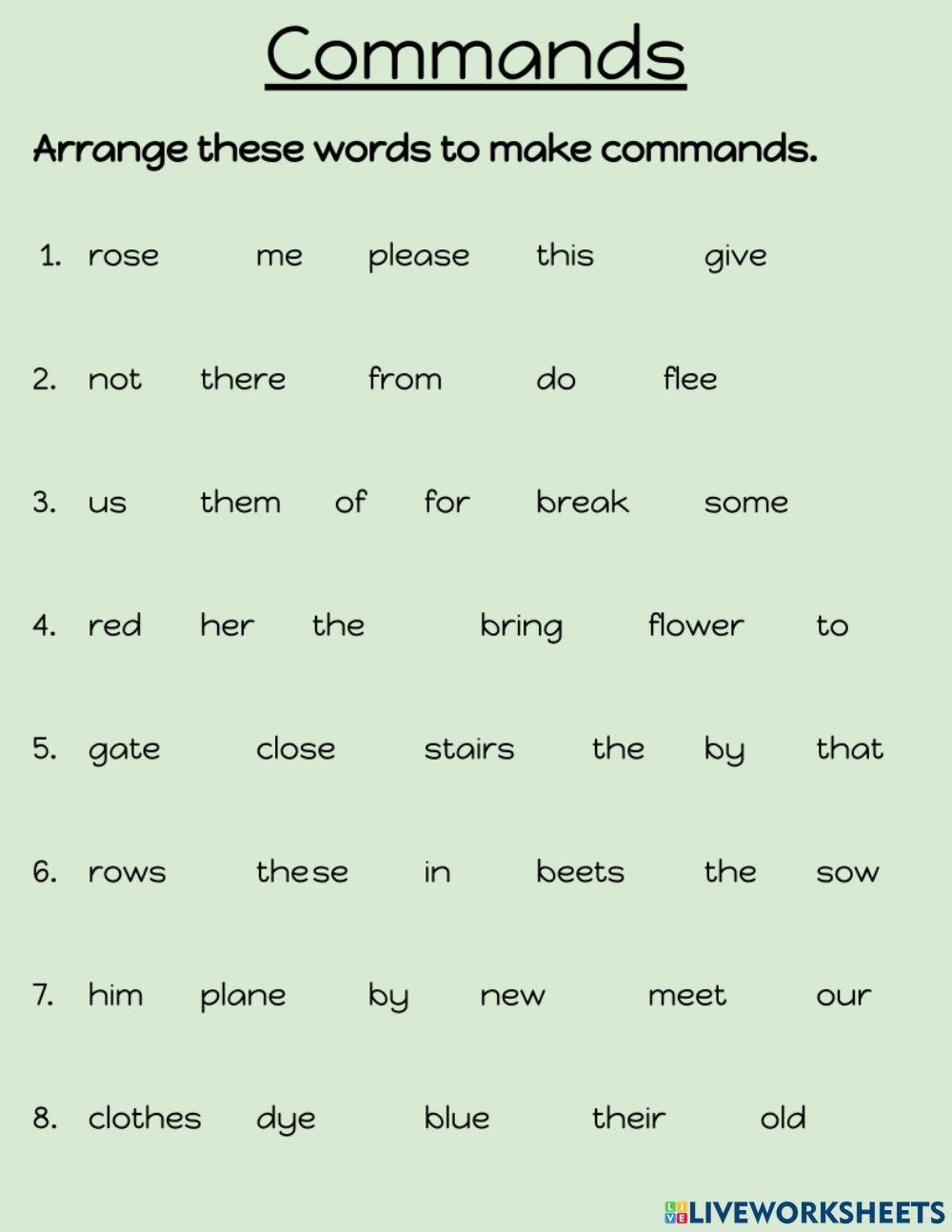 Giving Commands Free Interactive Worksheets 2175413 Giving Commands Free Interactive Worksheets 2175413