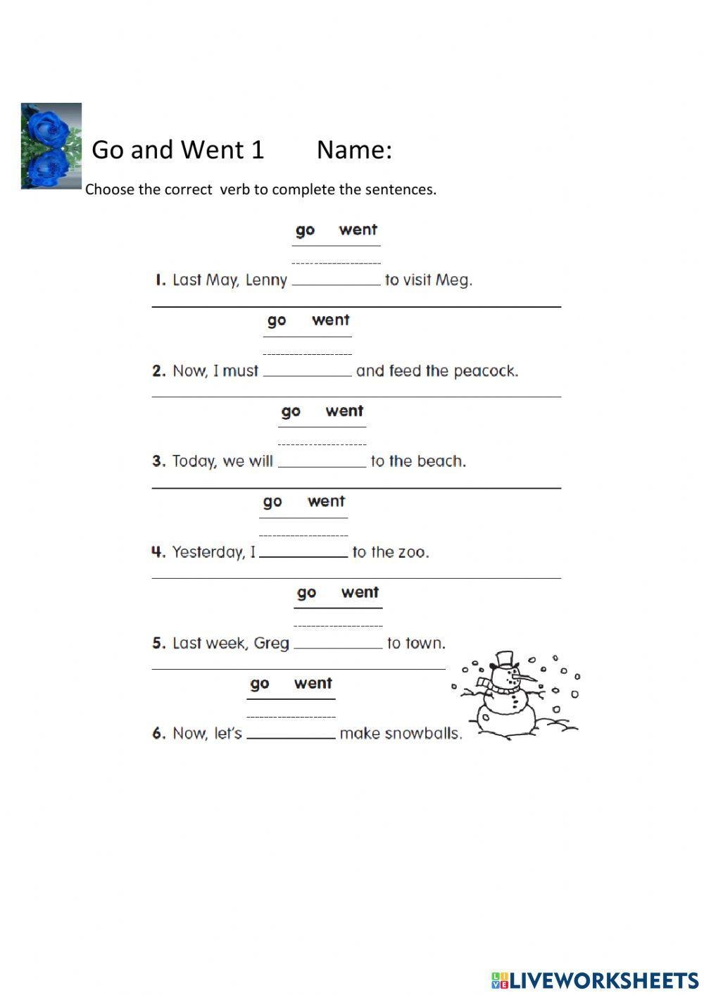 Go And Went 1 Free Interactive Worksheets 1610937