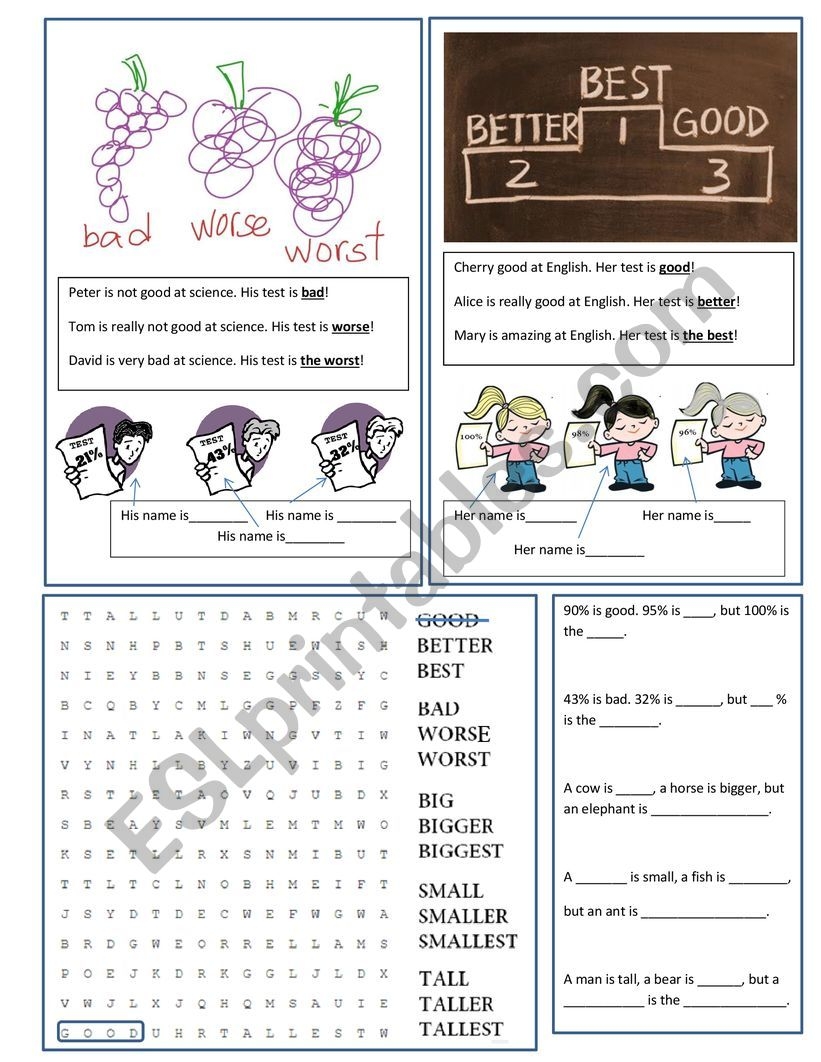 Good Better Best Grammar Worksheets