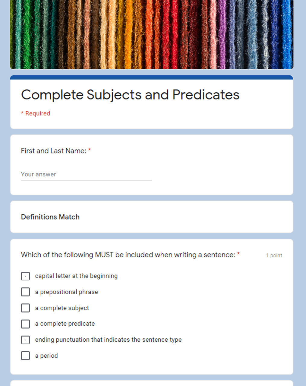 Google Forms Grammar Quiz Pack Google Forms Grammar Quiz Pack