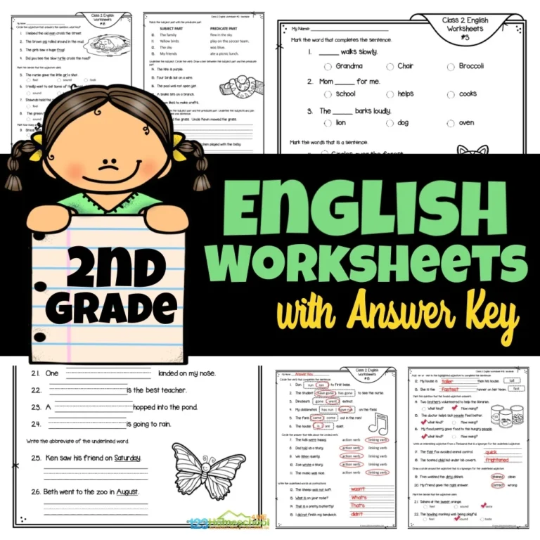 Grab 44 Free English Grammar Worksheets For Class 2