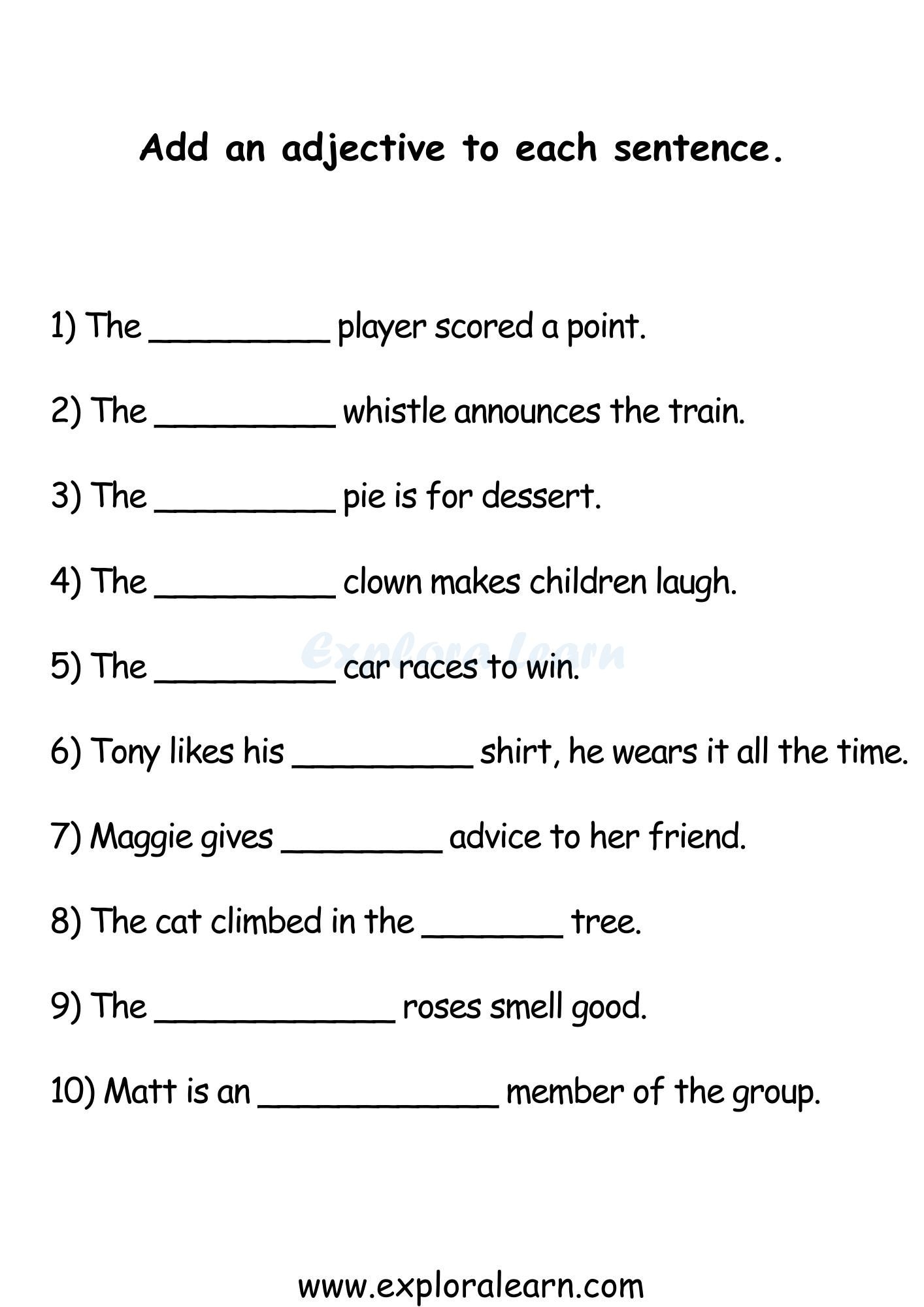 English Grammar Worksheets For Class 1