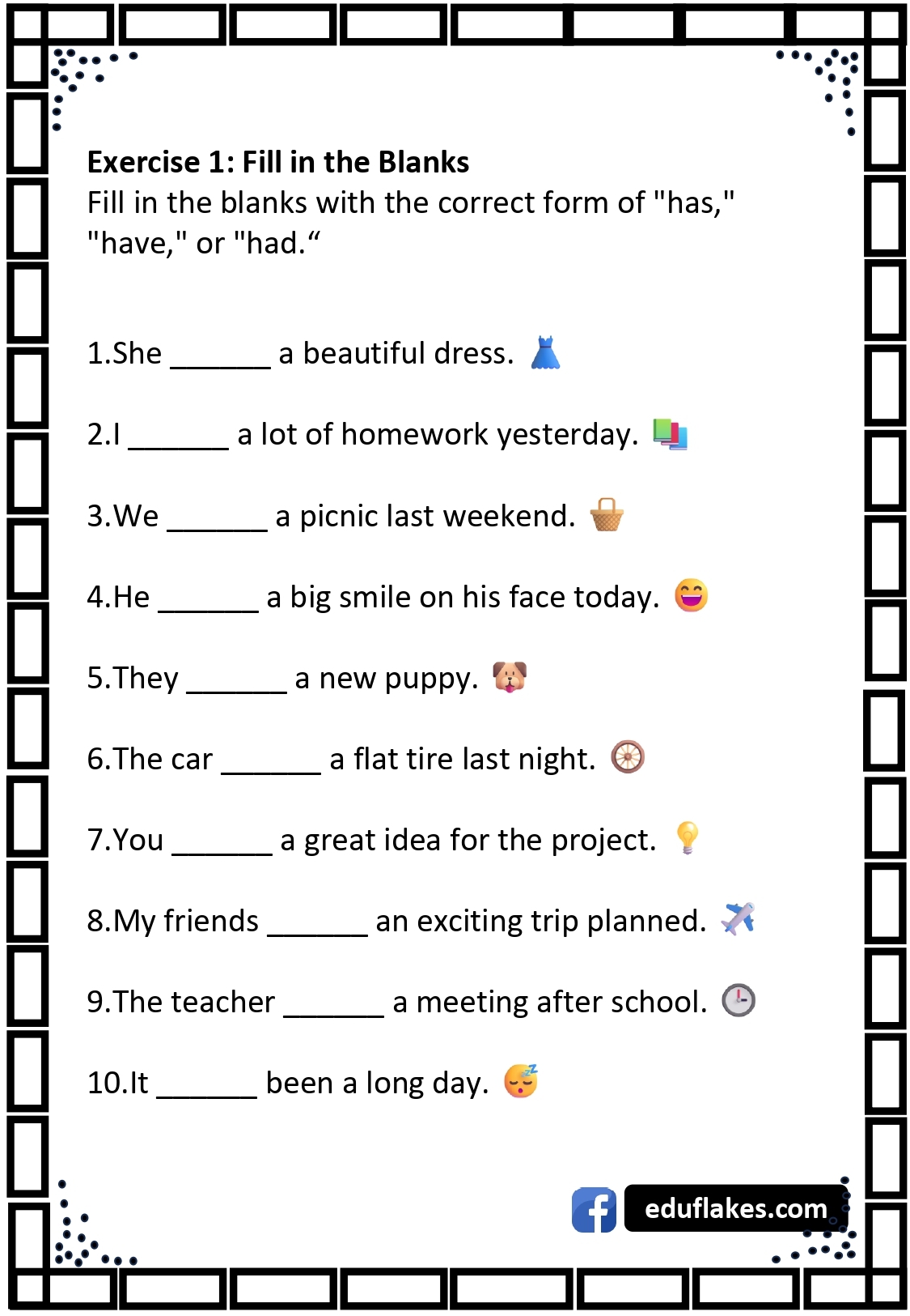 Grade 2 English Grammar Has Have Had Free Printable Eduflakes Grade 2 English Grammar Has Have Had Free Printable Eduflakes