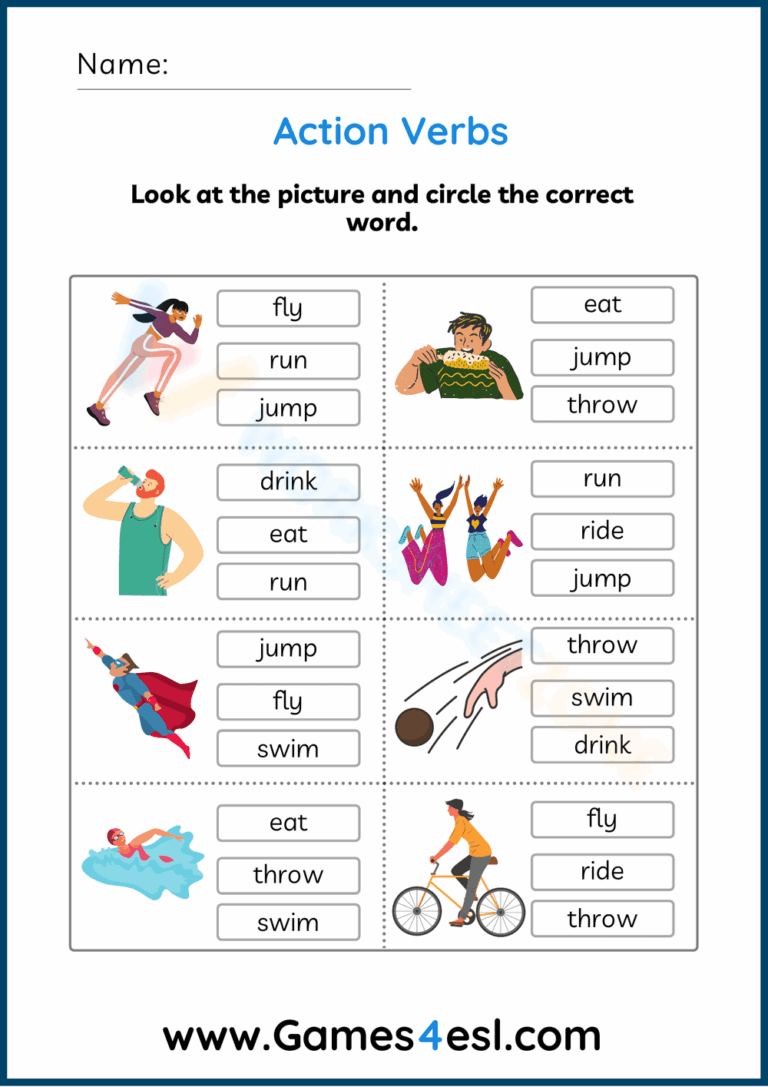 Grade 2 Verbs Worksheets