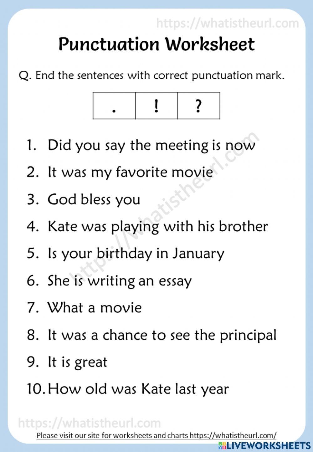 Grade 3 Punctua Free Interactive Worksheets 3771883