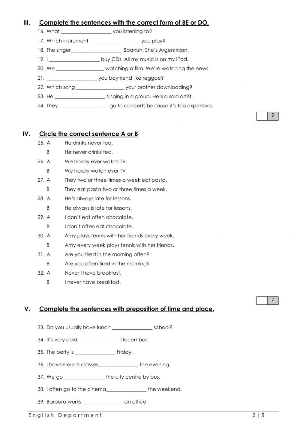 Class 4 Grammar Worksheets Class 4 Grammar Worksheets