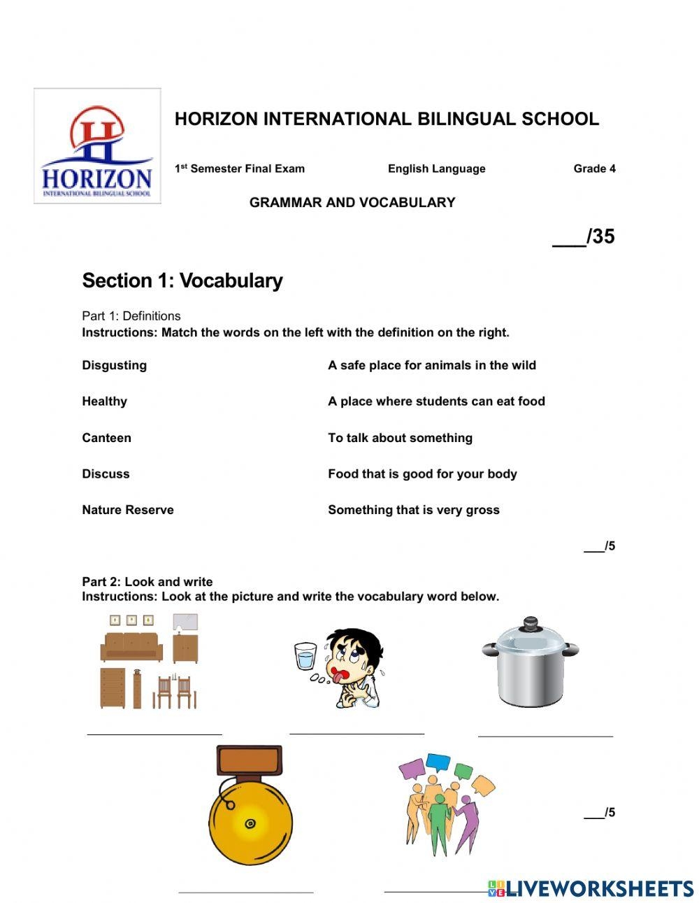 GRADE 4 ENGLISH Free Interactive Worksheets 5262054
