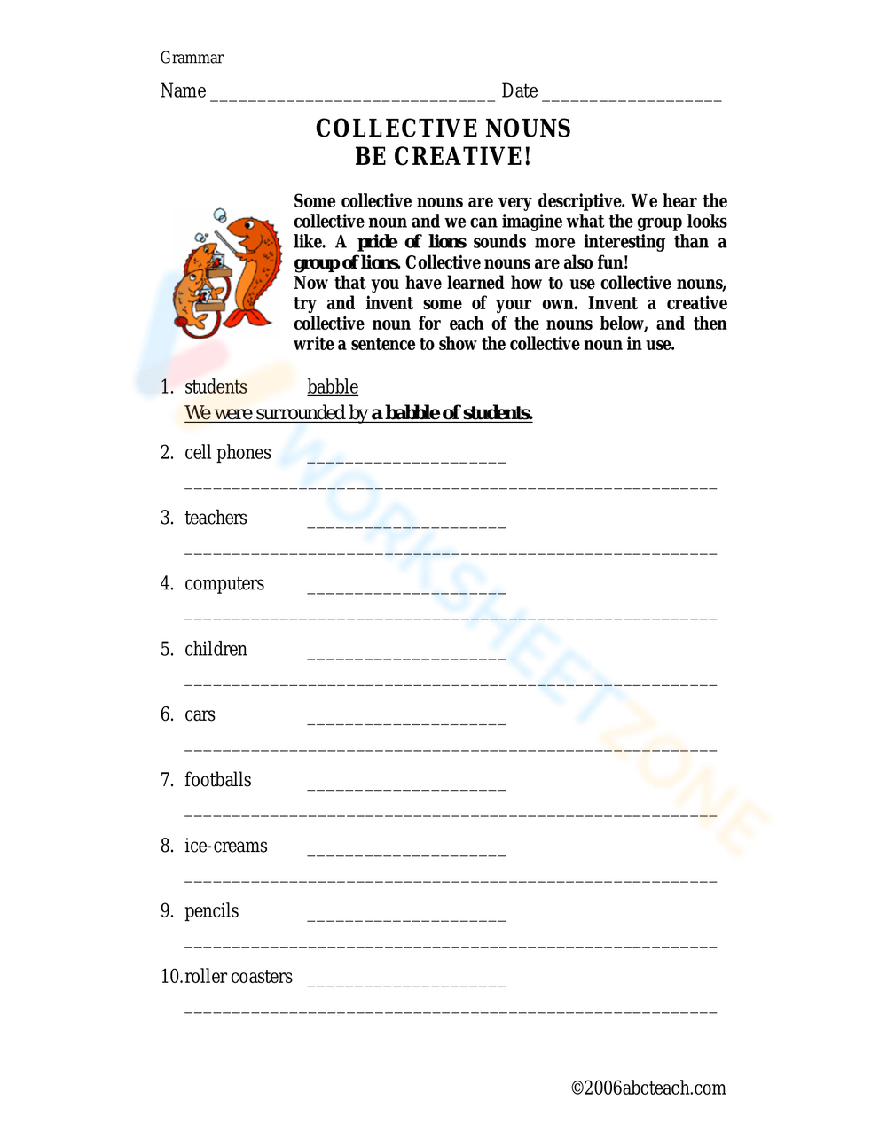 5th Grade Grammar Worksheets Nouns