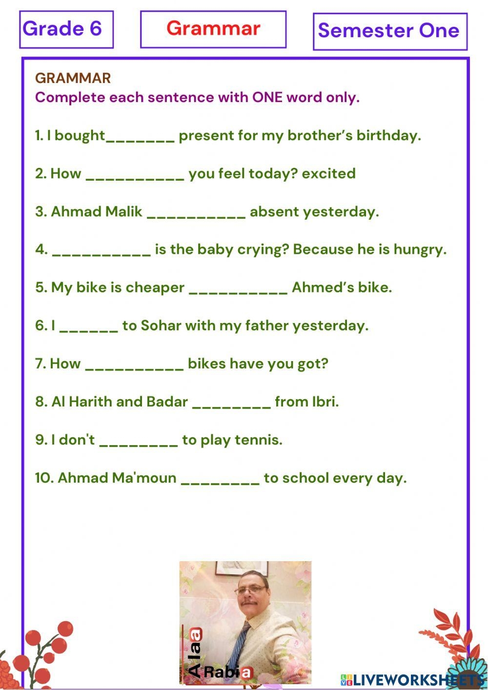 Grade 6 Grammar Free Interactive Worksheets 2255832