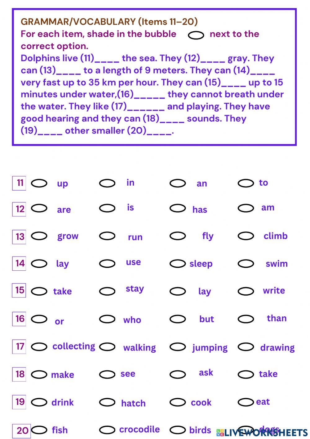 Grade 6 Grammar Free Interactive Worksheets 2256240