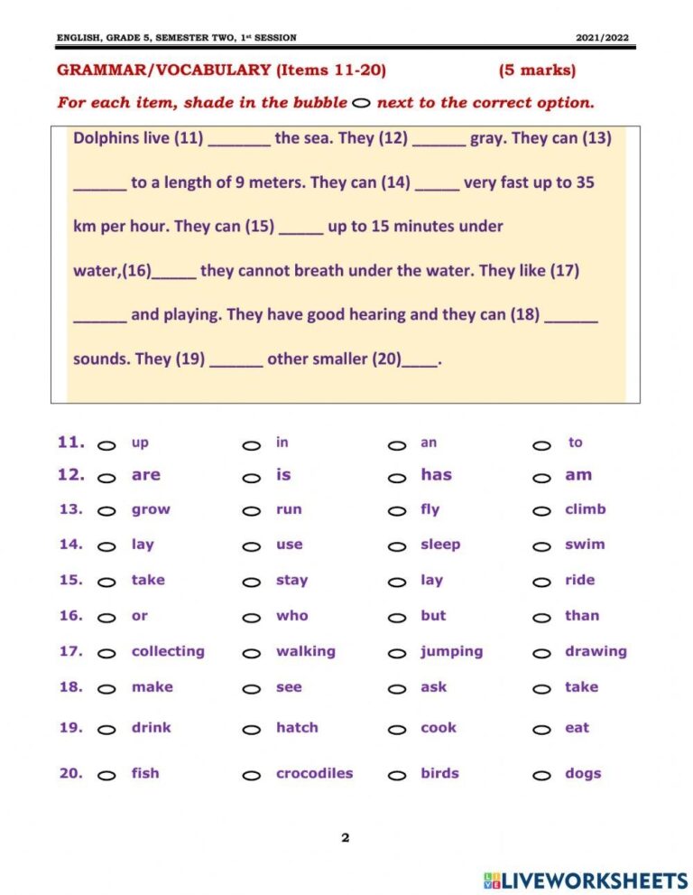 Grade 6 Grammar Free Interactive Worksheets 2276312