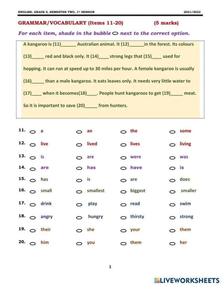 Grade 6 Grammar Free Interactive Worksheets 2276312