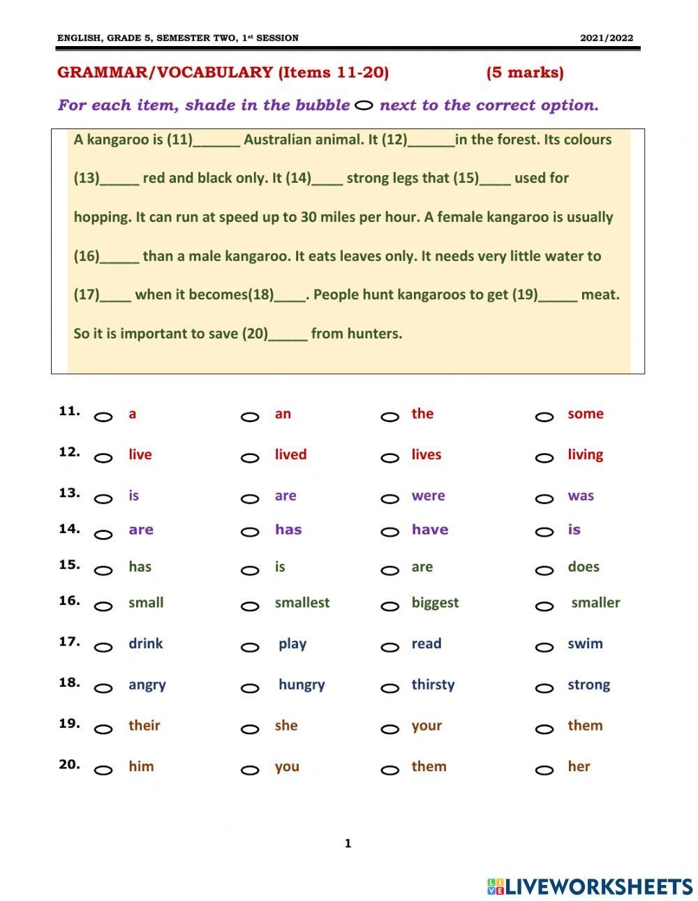 Grade 6 Grammar Free Interactive Worksheets 2276312