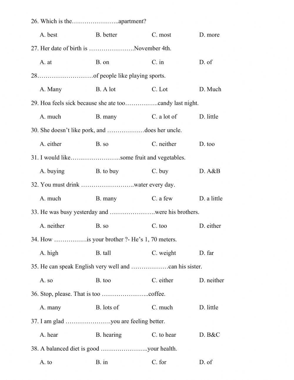 Grammar Worksheets 7th Grade