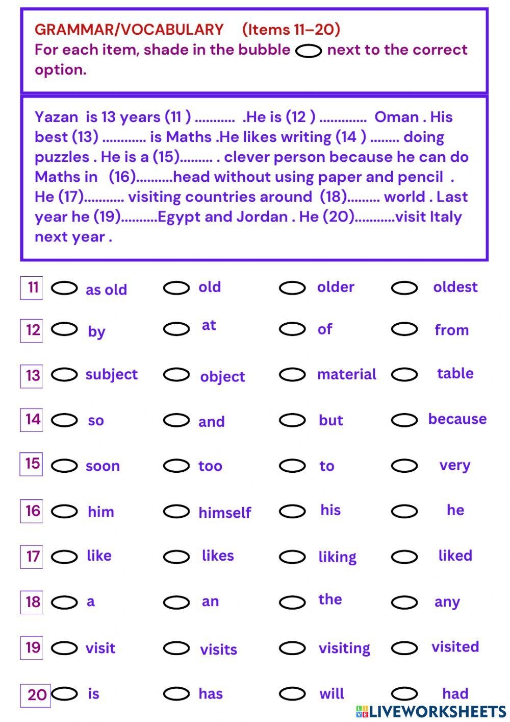 7th Grade Ela Grammar Worksheets