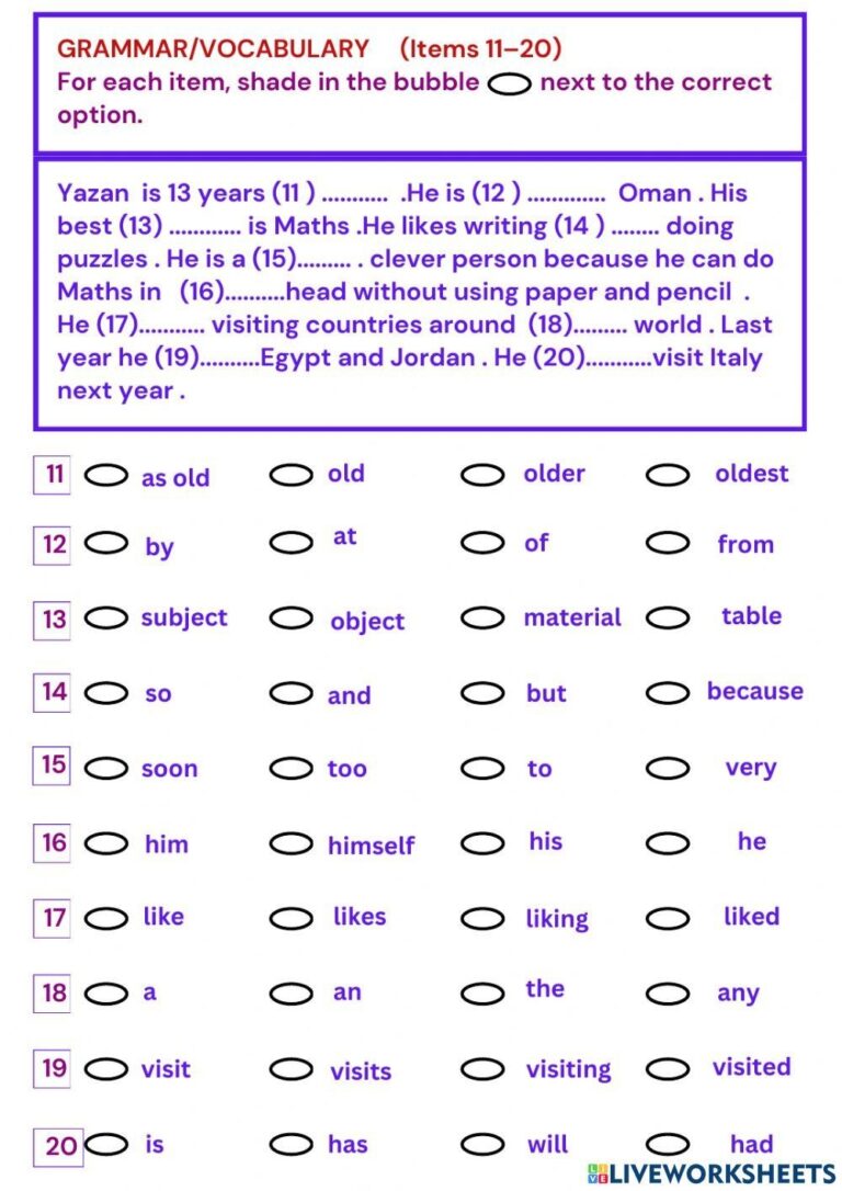 Grade 7 Grammar Free Interactive Worksheets 2276315