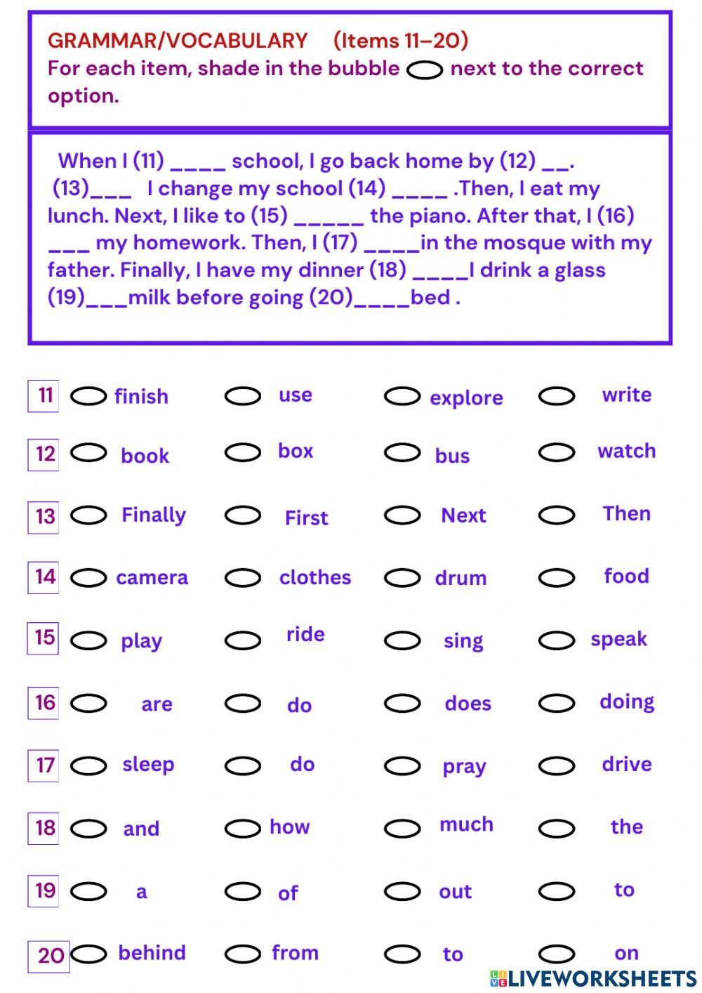 Grade 7 Grammar Free Interactive Worksheets 2276315