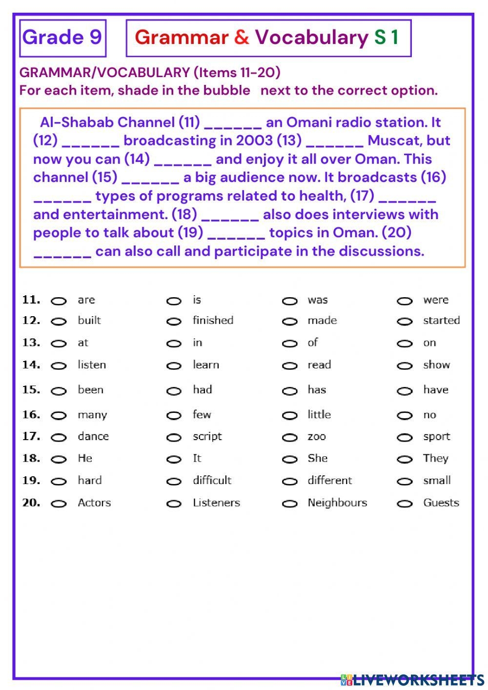 Grade 9 Grammar Free Interactive Worksheets 2256287 Grade 9 Grammar Free Interactive Worksheets 2256287