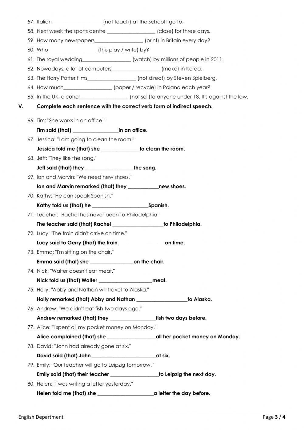 Grade 7 Grammar Worksheets