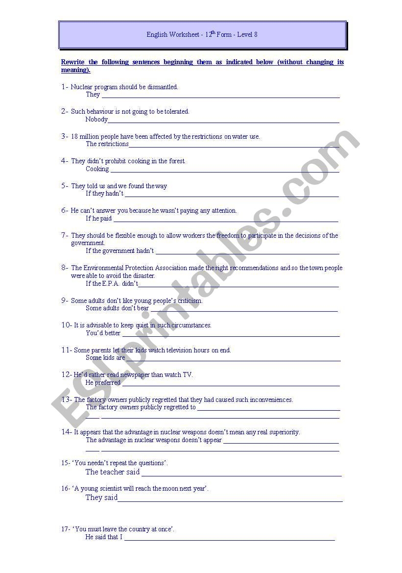 Grammar 12th Grade ESL Worksheet By LuciaRaposo Grammar 12th Grade ESL Worksheet By LuciaRaposo