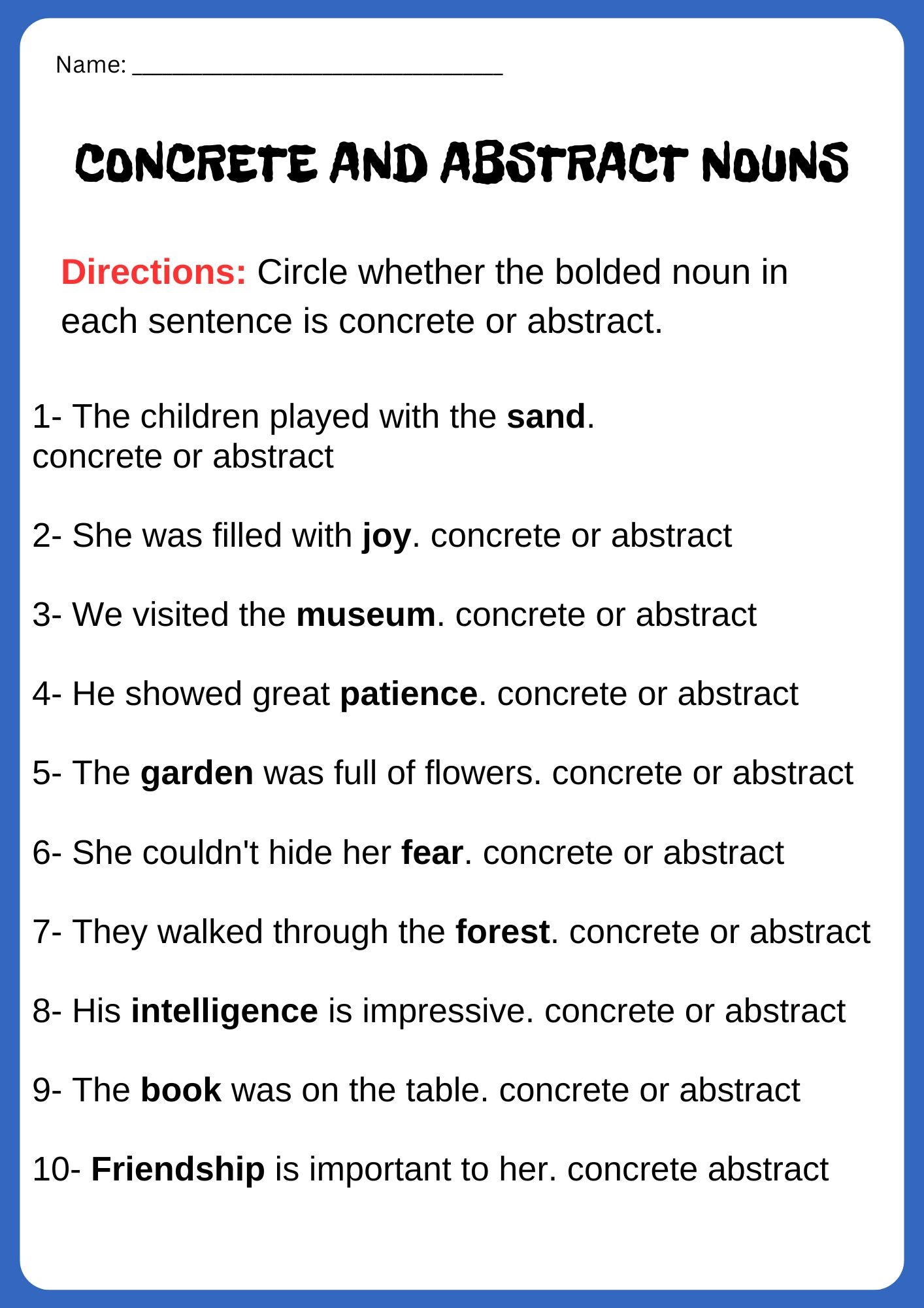 Grammar Activities Concrete And Abstract Nouns Worksheets Made By Teachers Grammar Activities Concrete And Abstract Nouns Worksheets Made By Teachers
