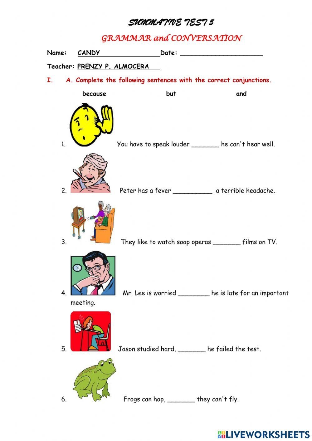 GRAMMAR And CON Free Interactive Worksheets 6673175 GRAMMAR And CON Free Interactive Worksheets 6673175