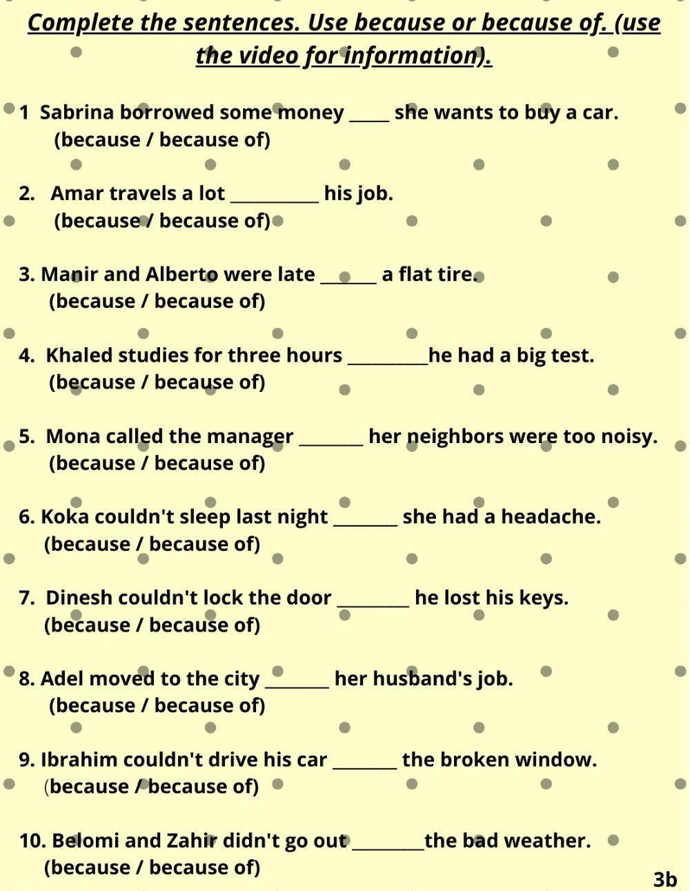 Grammar Becaus Free Interactive Worksheets 321111 Grammar Becaus Free Interactive Worksheets 321111