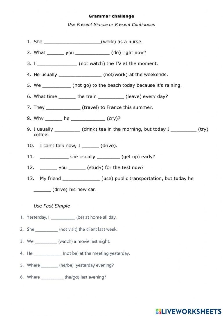 Grammar Challen Free Interactive Worksheets 7028765