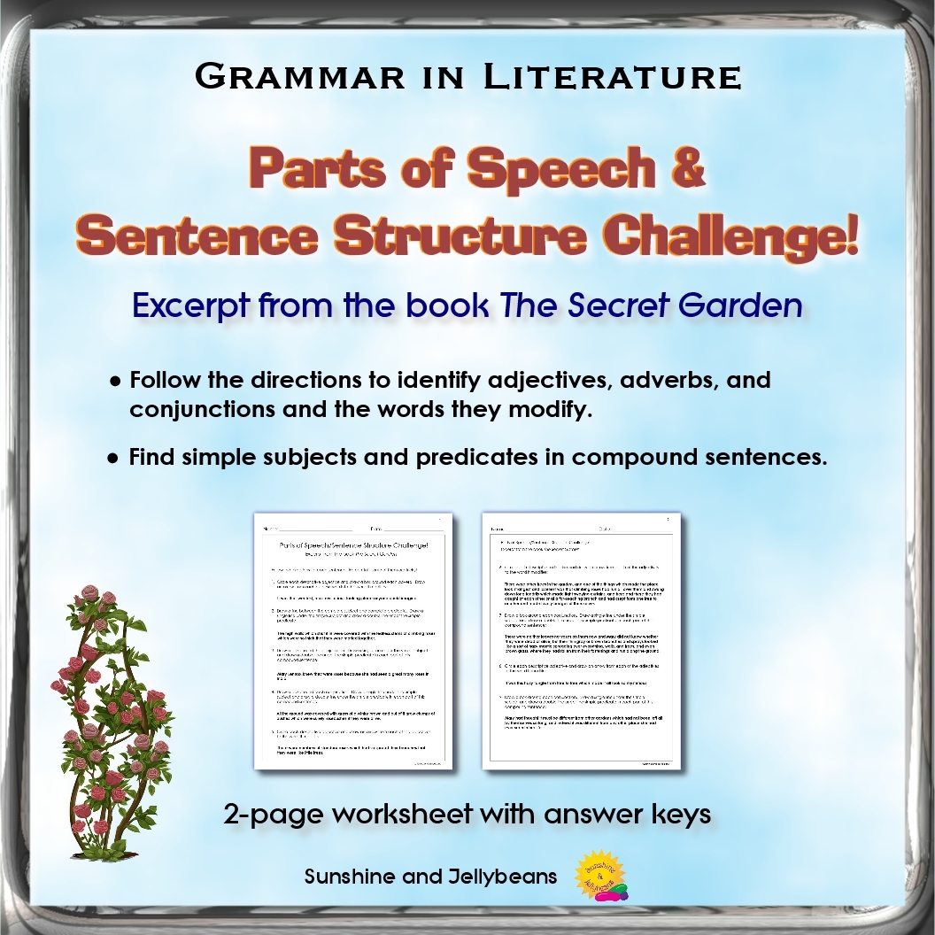 Grammar Challenge Parts Of Speech And Sentence Structure Secret Garden CCSS Made By Teachers